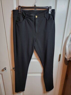 MICHAEL Michael Kors Women’s Size 8 Black Stretch Skinny Pants Gold MK Hardware